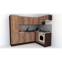 Bucatarie de Colt GENA NEW 3 DR. 160-230, Cu Corp de Cuptor, Wenge / Decor K004